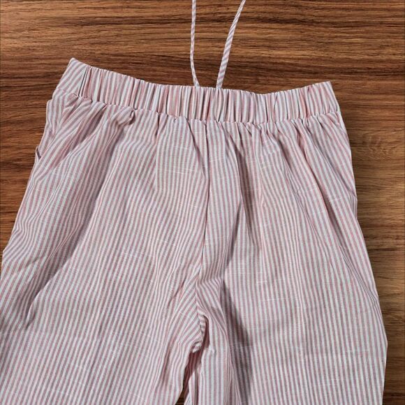 Pink and White Striped Pull On Bootcut Pants - Picture 4 of 4